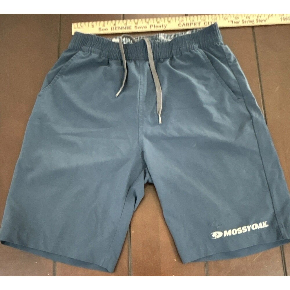 Mossy Oak Men's Mesh Shorts Blue Elastic Waist Drawstring Pockets 9” 0094